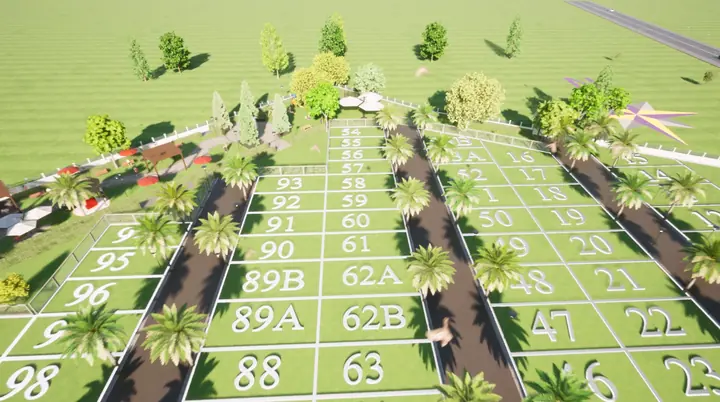 Video preview: flight over a plotted layout