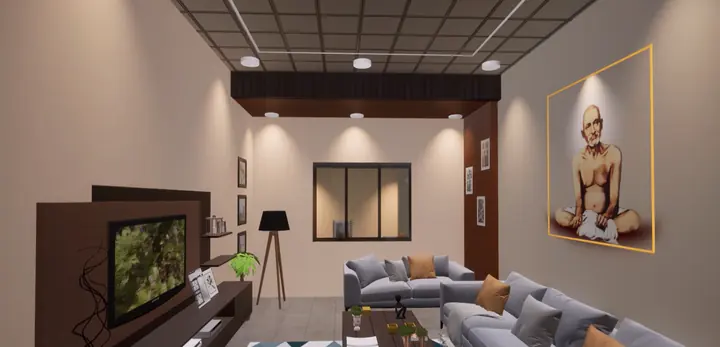 Video preview: living room with a TV wall and sofas